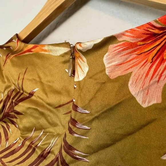 LPA Womens Mini Dress Size XS Brown Floral Short Sleeves V-Neck Revolve Chic - Picture 6 of 11